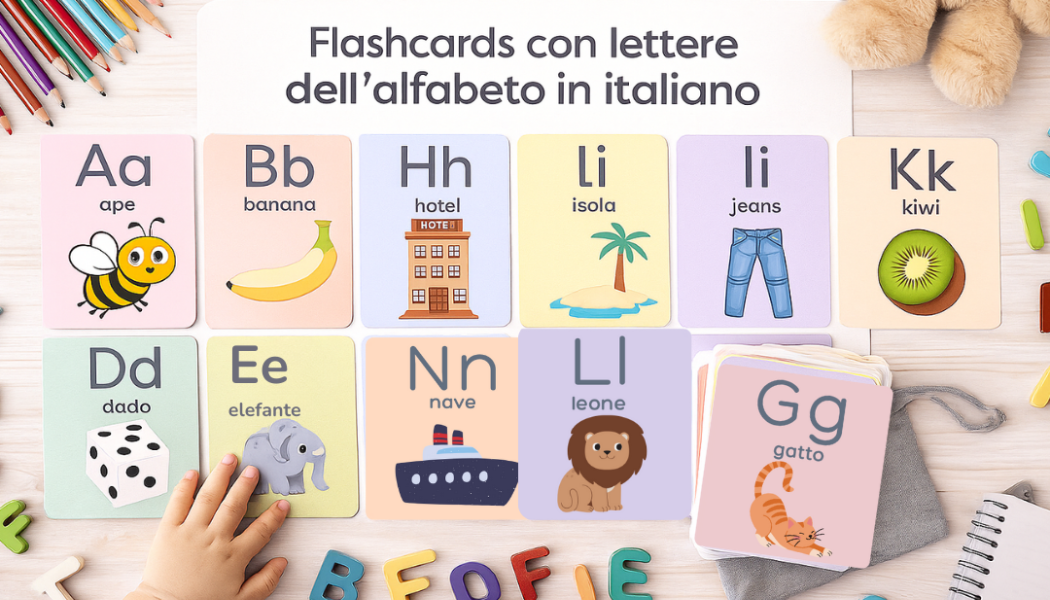 Flashcards Alfabeto Italiano per Bambini | 26 Carte Montessori Stampabili | tbc Italiano, Immagini Colorate, PDF + PNG + JPG