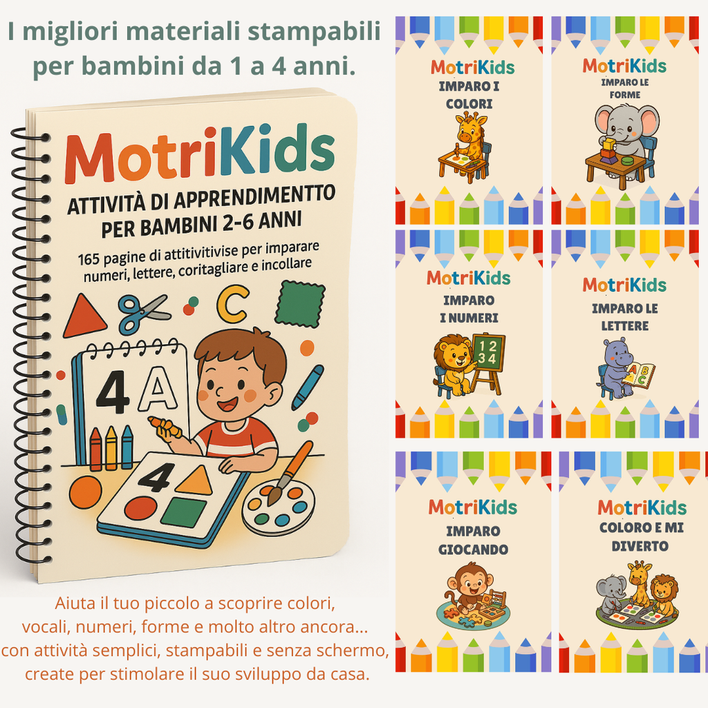 MotriKids – Il Mio Quaderno digitale di Attività (2–6 Anni) Impara Giocando!